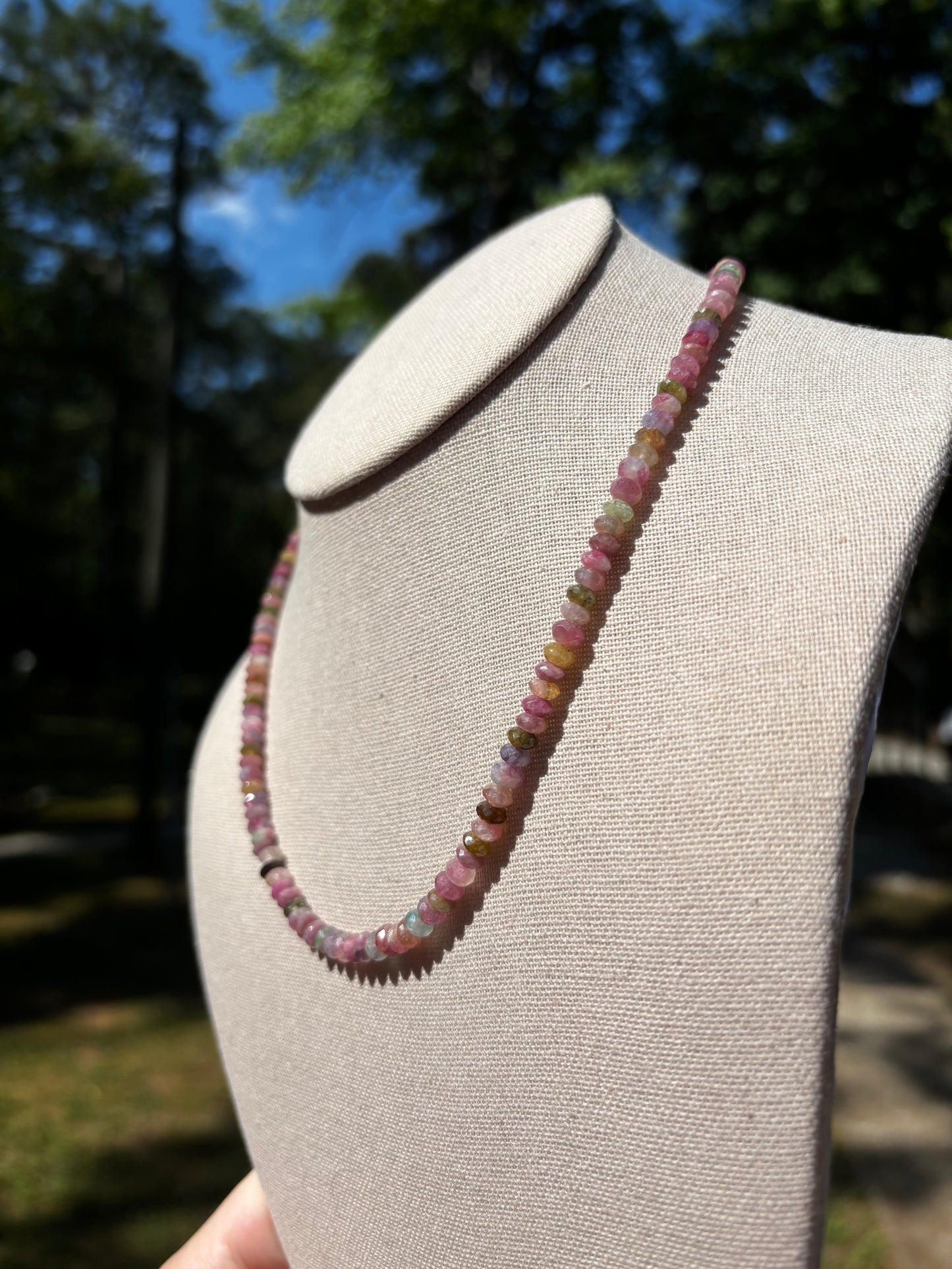 Watermelon Tourmaline Stacker Necklace