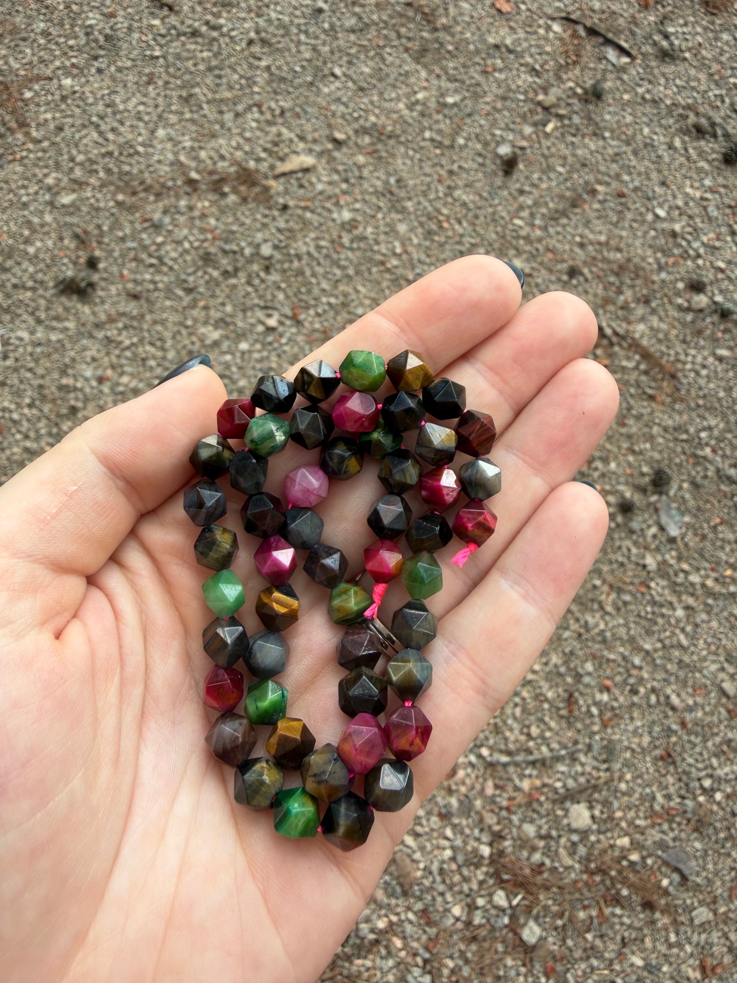 7mm 15.5" Star Cut Watermelon Tigers Eye Strand