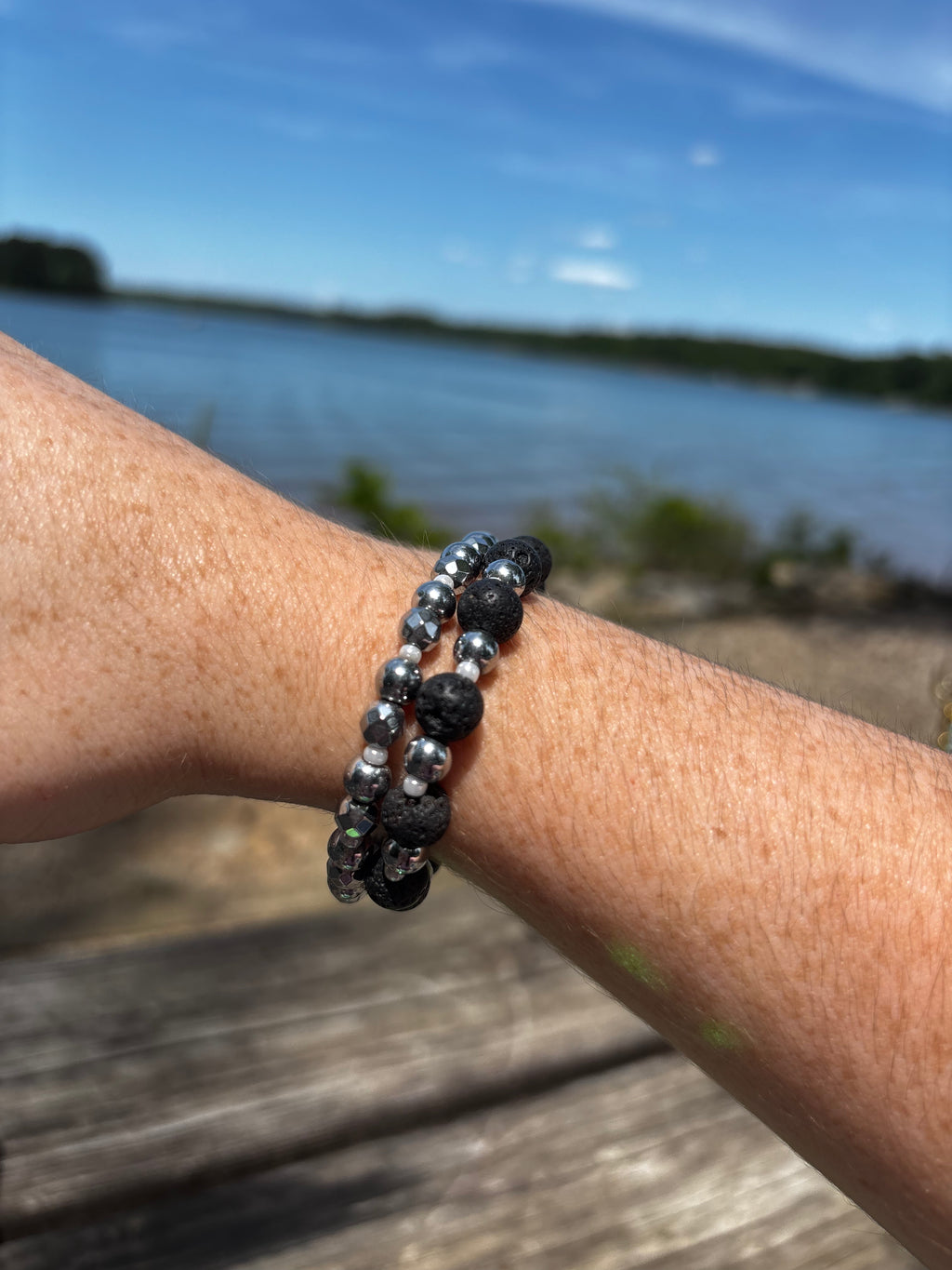 Silver Lava Bracelet Set