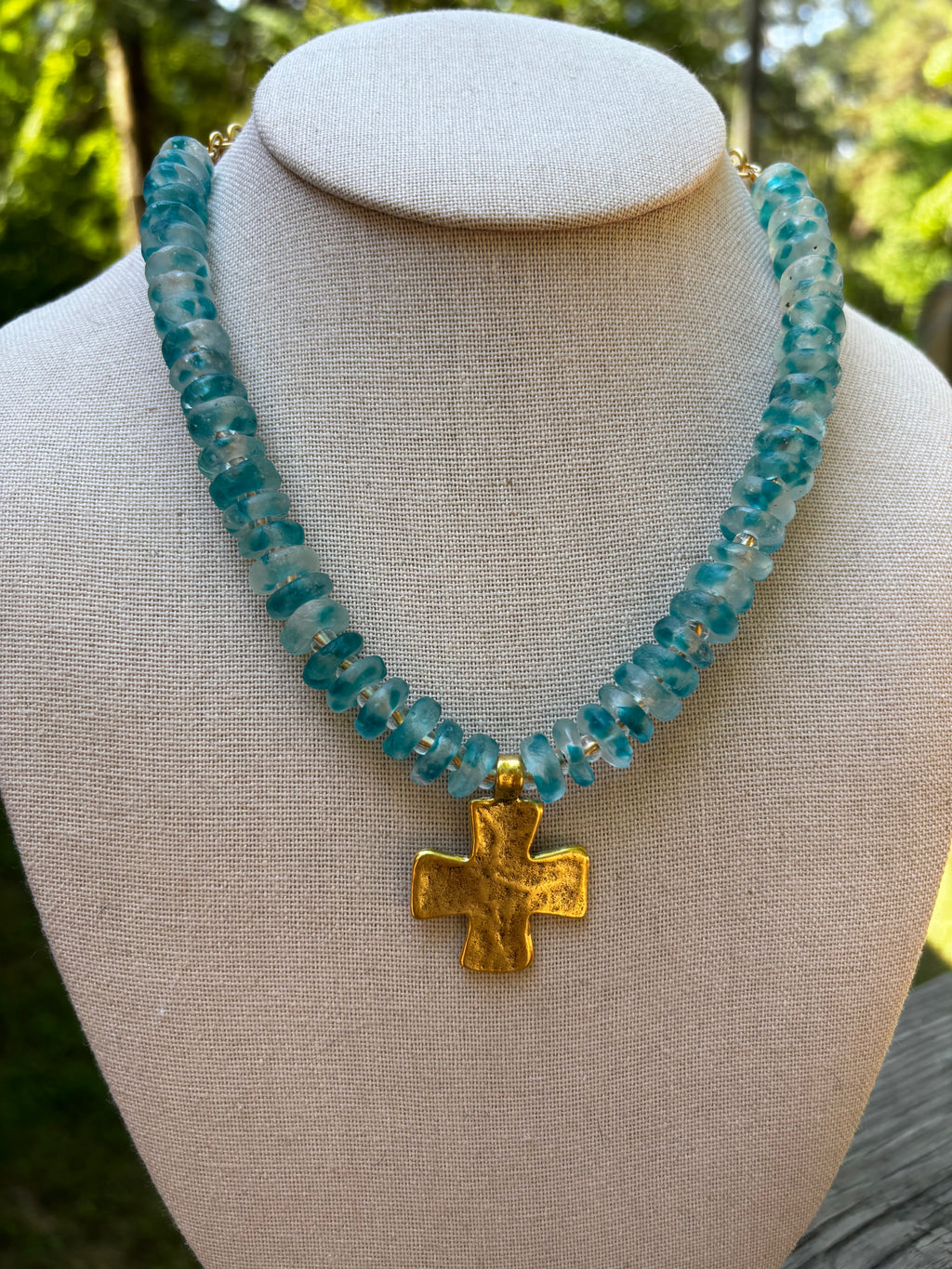Sea Glass Cross Necklace