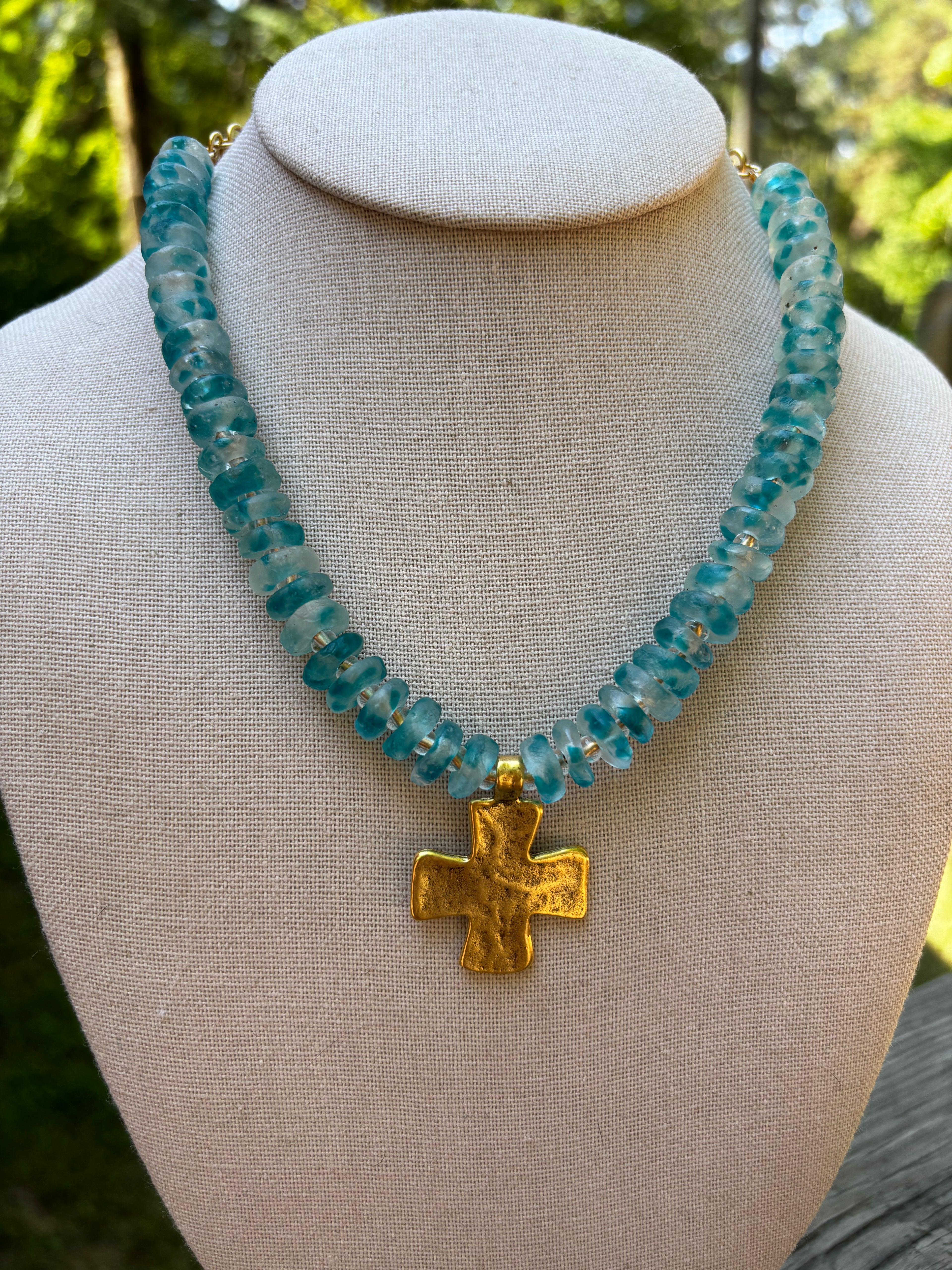 Sea Glass Cross Necklace
