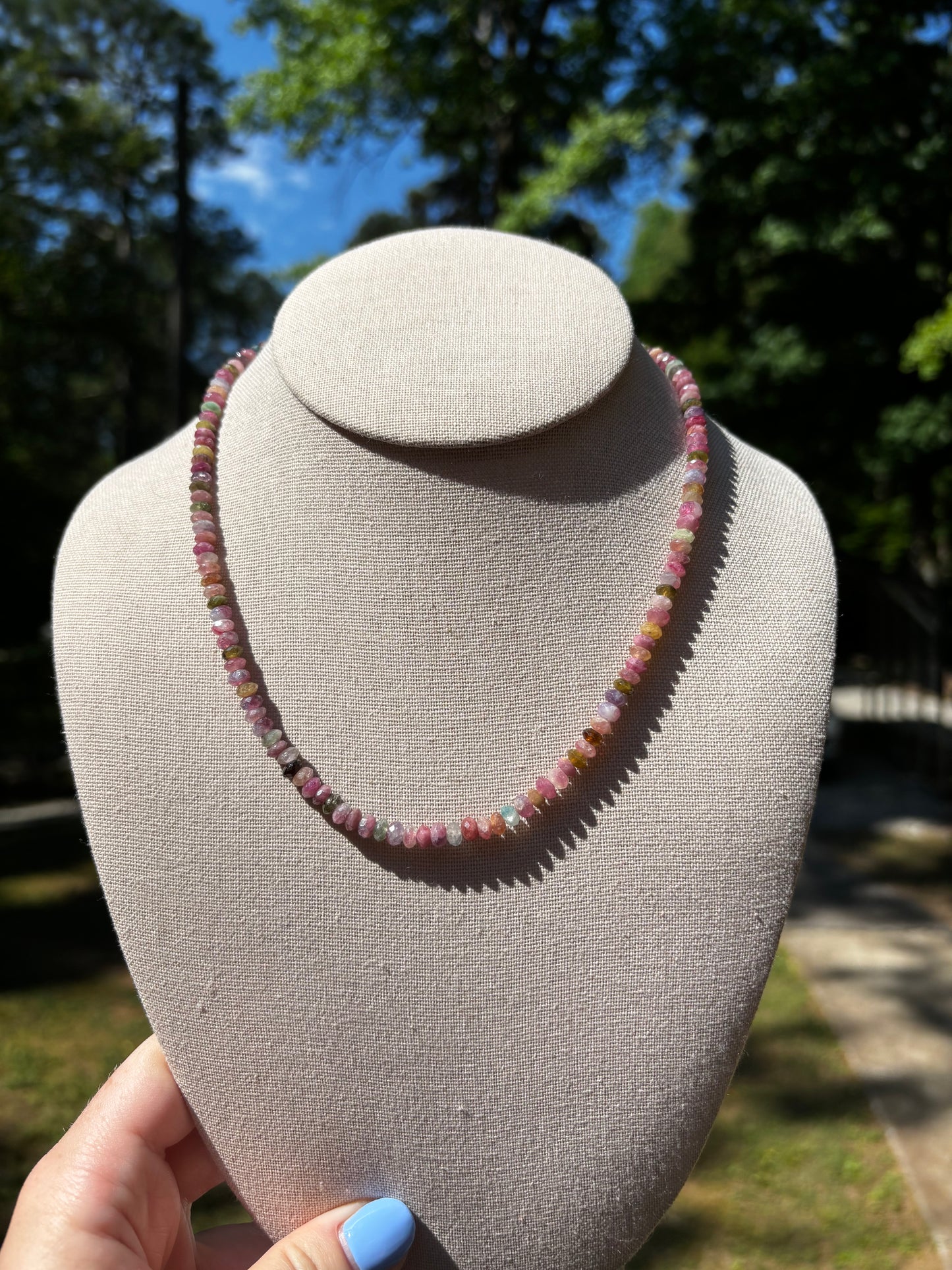 Watermelon Tourmaline Stacker Necklace