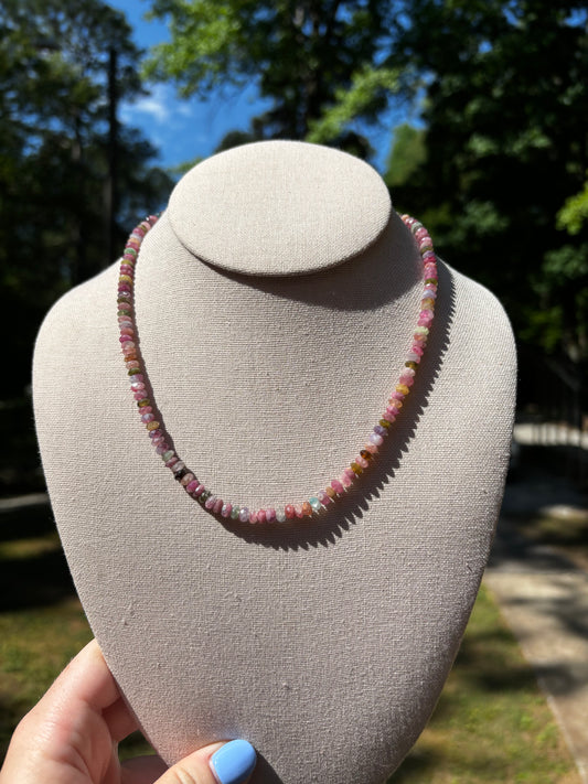 Watermelon Tourmaline Stacker Necklace