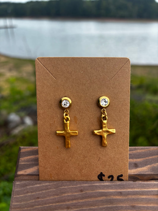 Sparkling Cross Earrings