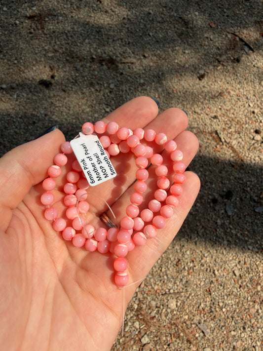 6mm Pink Mother of Pearl Beads