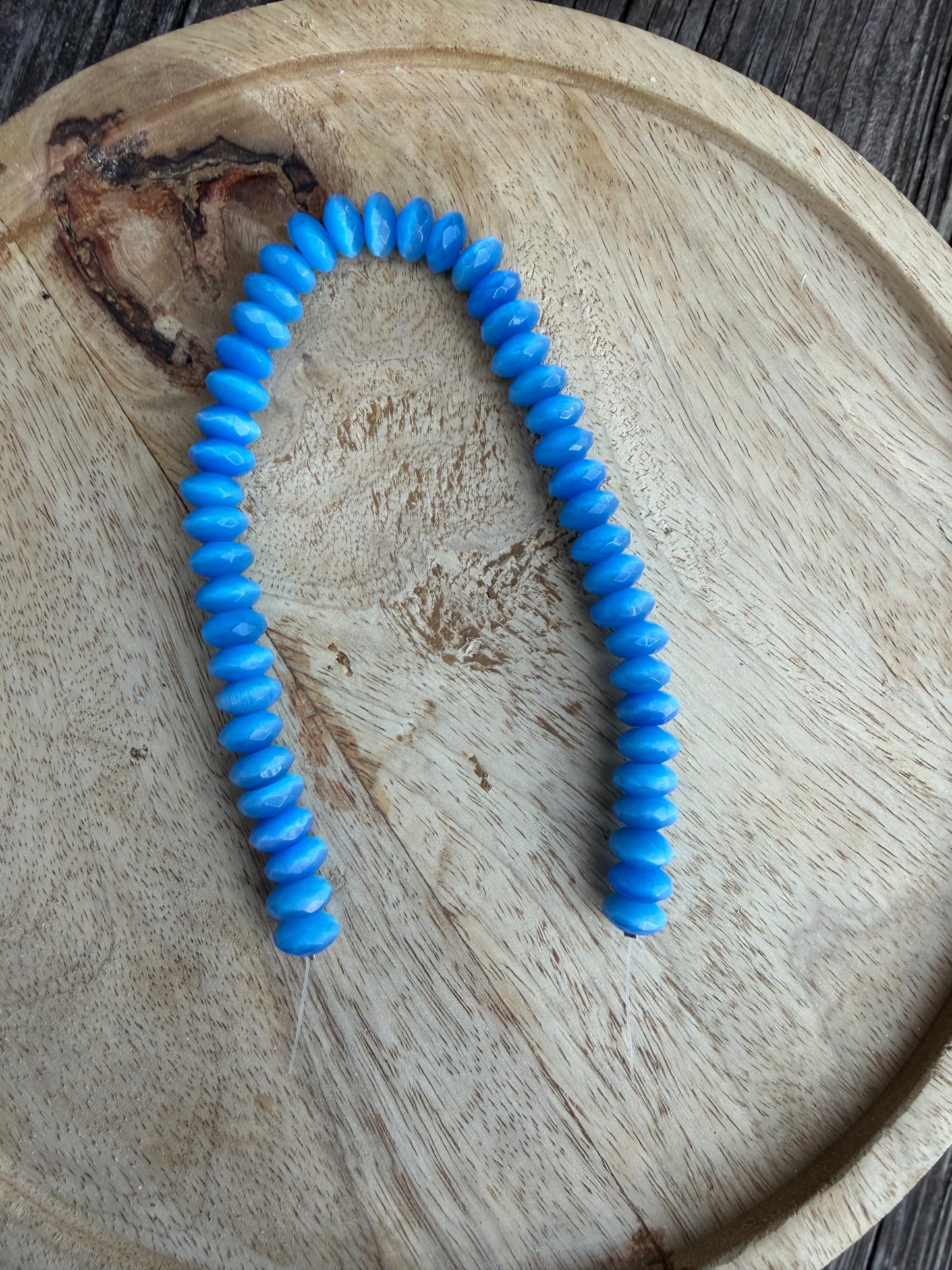 11mm x 6mm Electric Blue Cats Eye Rondelles