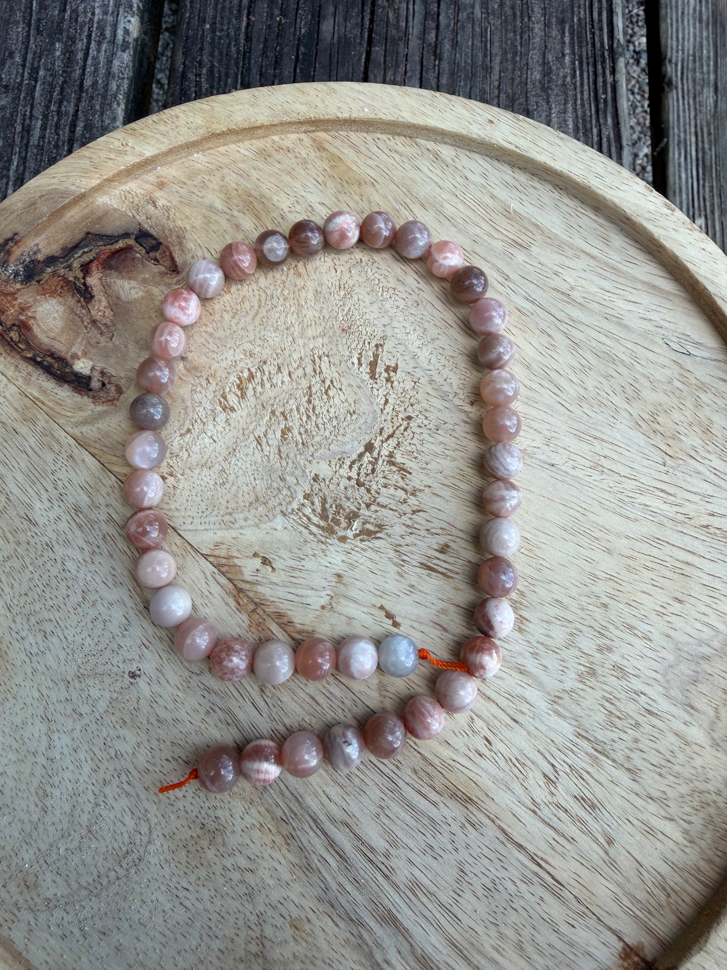 9.5mm 15" Peach Moonstone/ Sunstone Strand