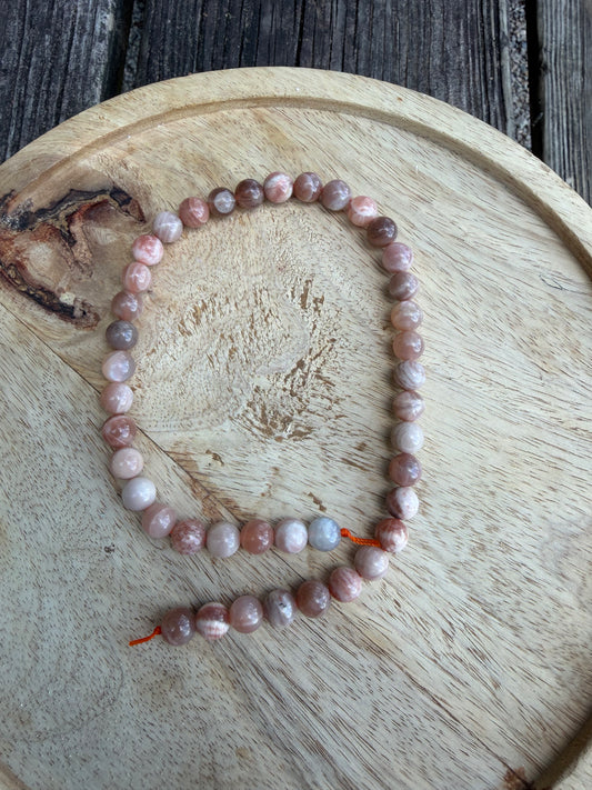 9.5mm 15" Peach Moonstone/ Sunstone Strand