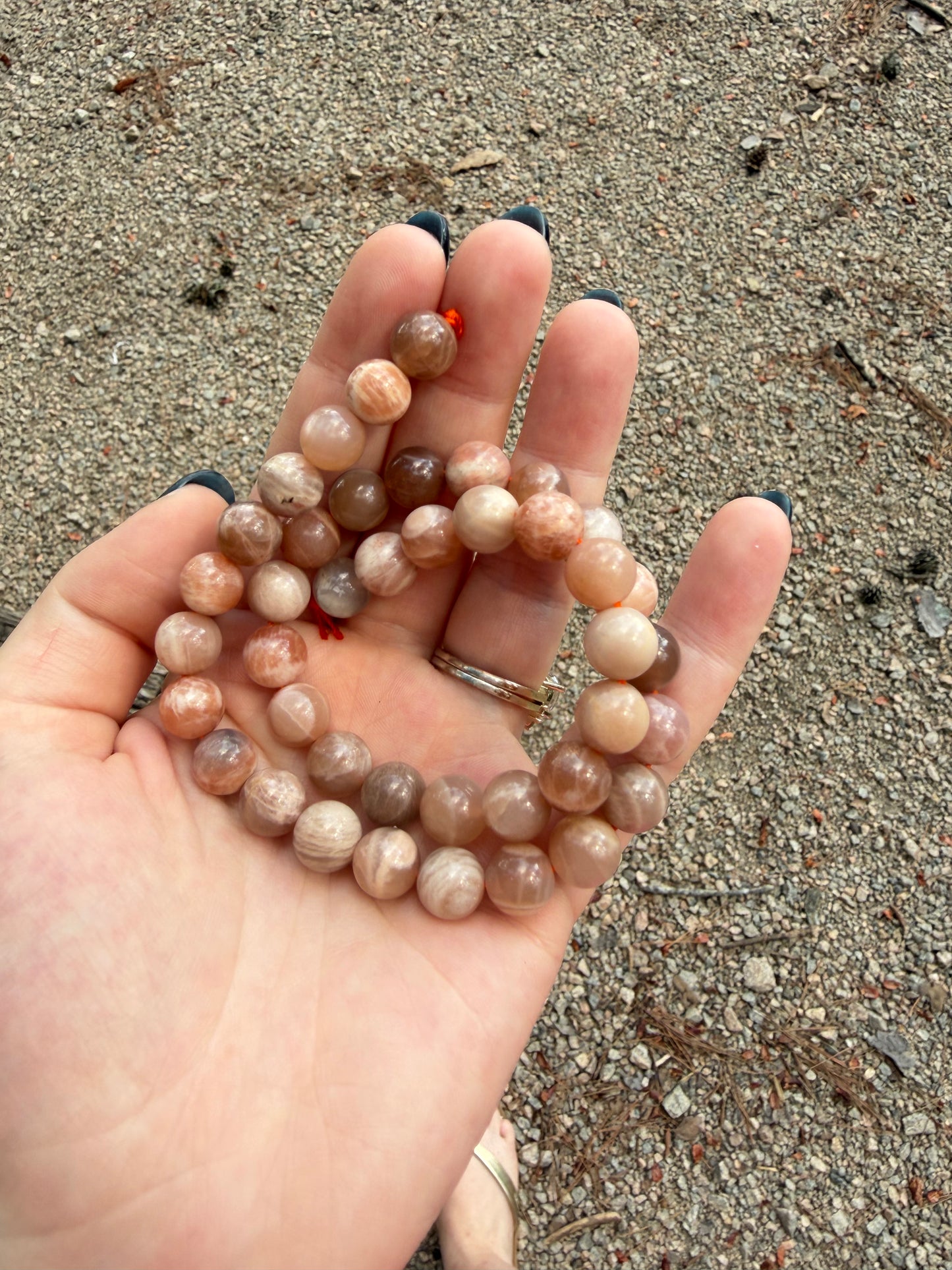 9.5mm 15" Peach Moonstone/ Sunstone Strand