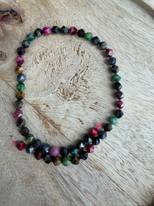 7mm 15.5" Star Cut  Watermelon Tigers Eye Strand