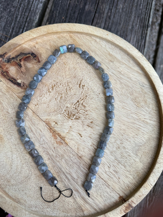 10x10mm 16" Faceted Labradorite Strand