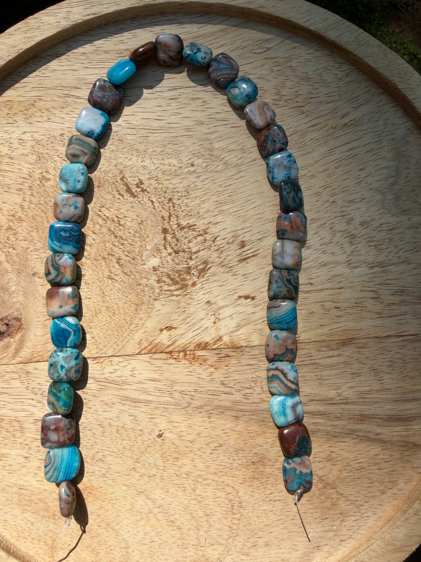 12mm 15" Square Blue Banded Agate Strand