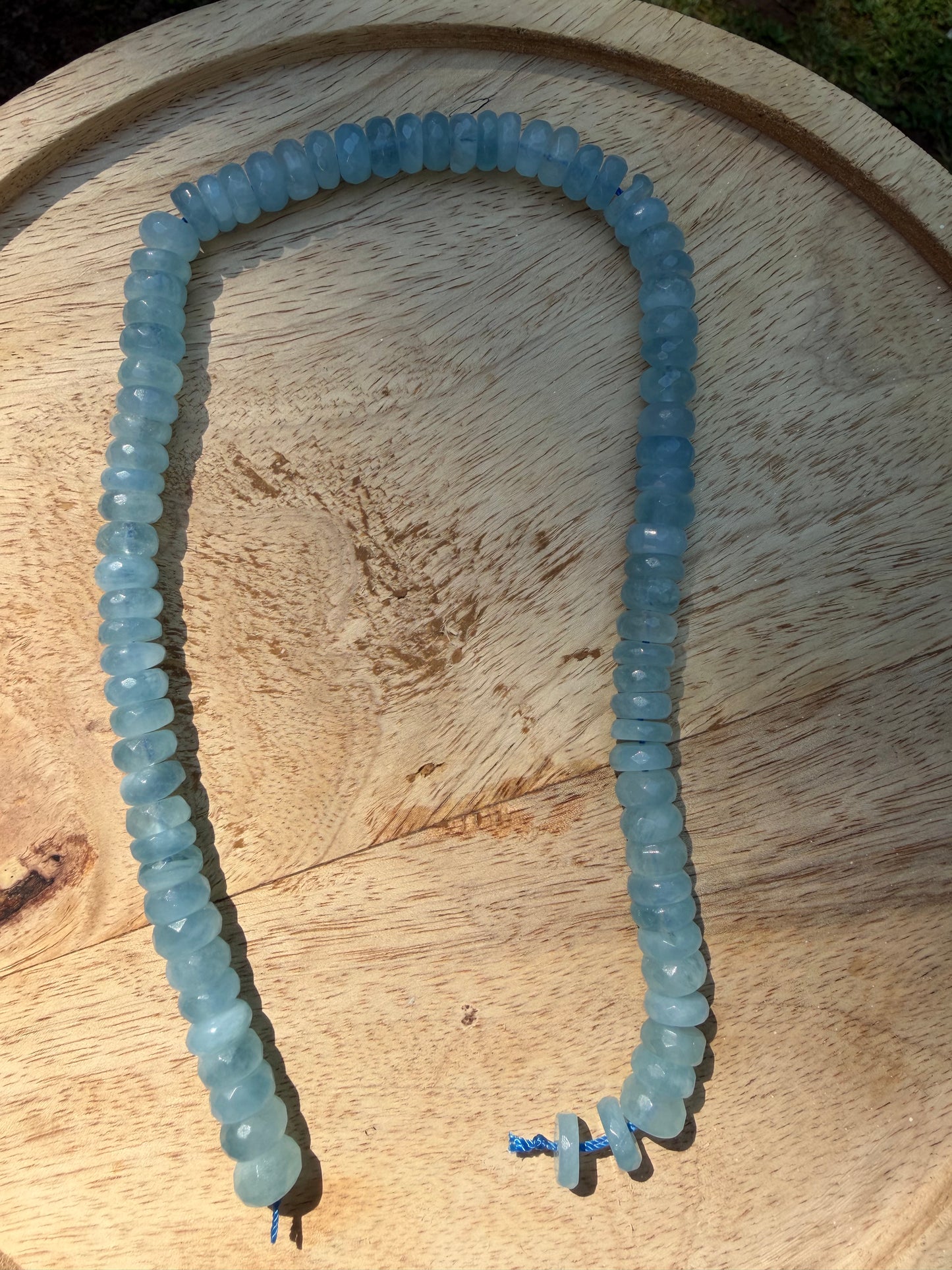 10mm 16" Great Quality Aquamarine Rondelle Strand