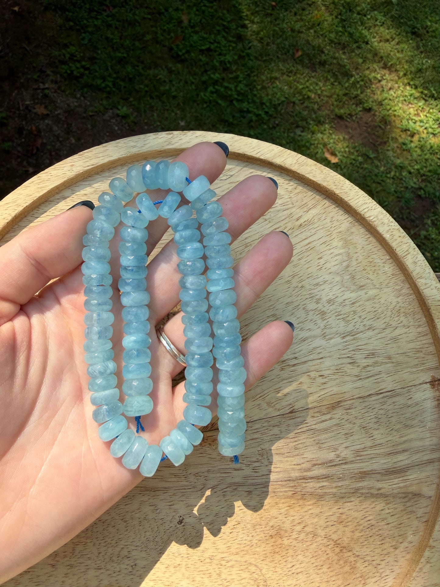 10mm 16" Great Quality Aquamarine Rondelle Strand