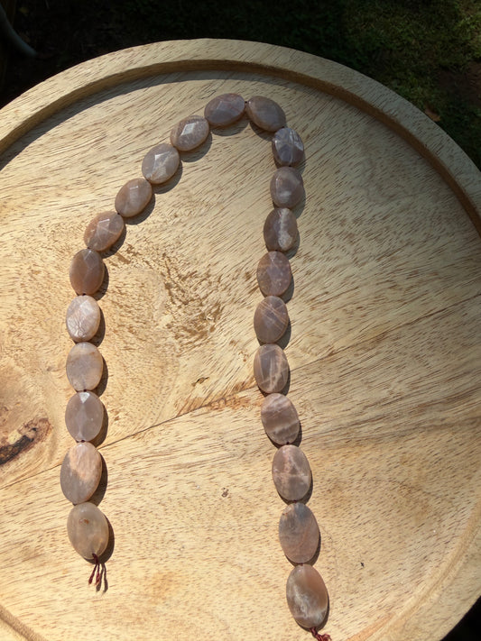 13x17mm 16" Faceted Oval Moonstone Strand